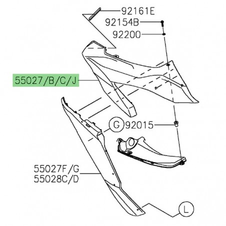 Flanc de tête de fourche gauche Kawasaki Ninja 1000SX (2020-2024) | Moto Shop 35