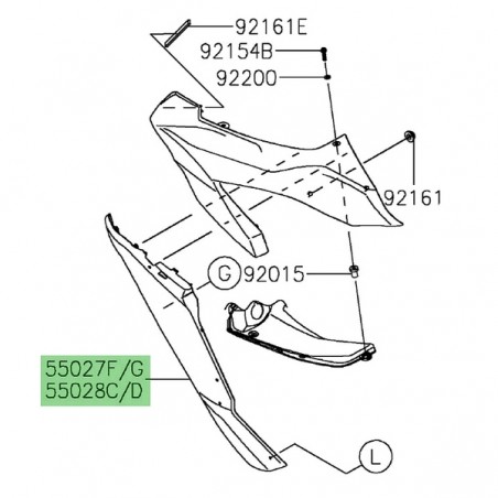 Flanc de carénage gauche Kawasaki Ninja 1000SX (2020-2024) | Moto Shop 35