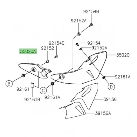 Protection thermique noire Kawasaki 550201967 | Moto Shop 35
