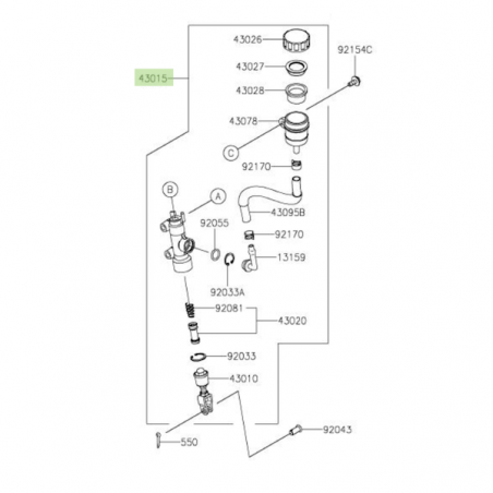 Maitre cylindre de frein arrière Kawasaki 430150667 | Moto Shop 35