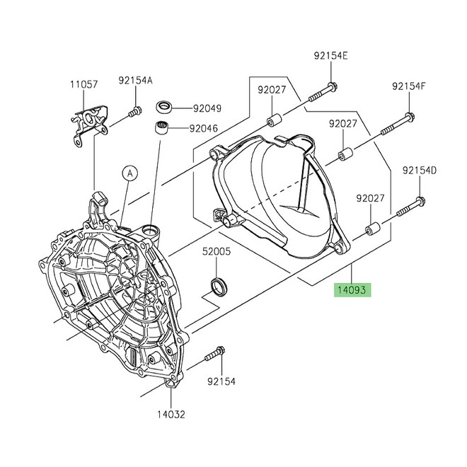 Couvercle plastique carter d'embrayage Kawasaki 140931383 | Moto Shop 35