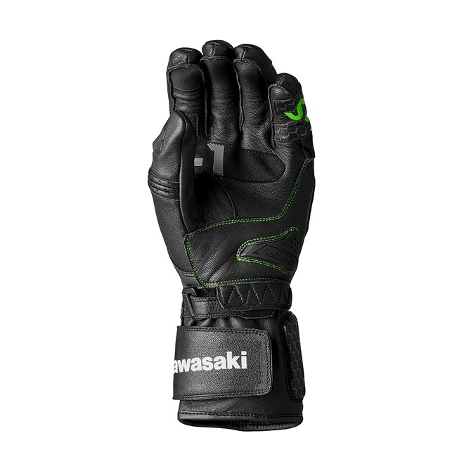 Gants racing cuir noir/vert Kawasaki Milan II | Moto Shop 35