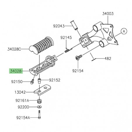 Repose-pieds avant gauche Kawasaki Eliminator 500 (2024-2025) | Réf. 340280316