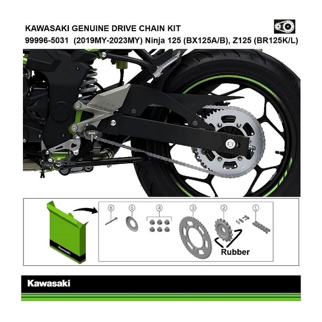 Kit Chaîne d'origine Kawasaki Z125 (2019-2023) | Réf. 999965031