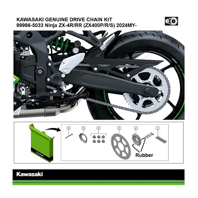Kit Chaîne d'origine Kawasaki Ninja ZX-4R (+RR) (2024-2027) | Réf. 999965033