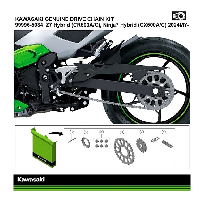 Kit Chaîne d'origine Kawasaki Ninja 7 Hybrid (2024-2025) | Réf. 999965034