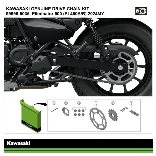 Kit Chaîne d'origine Kawasaki Eliminator 500 (+SE) (2024-2026) | Réf. 999965035