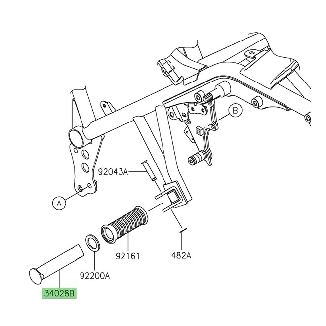 Repose-pieds arrière Kawasaki 340280344 | Moto Shop 35