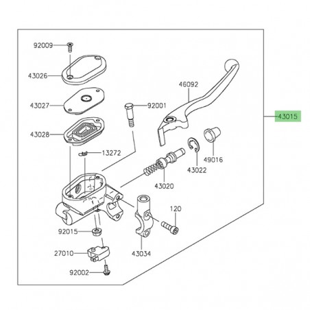 Maître-cylindre de frein avant Kawasaki 430150715 | Moto Shop 35