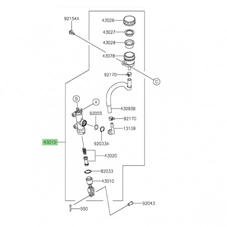 Maître-cylindre de frein arrière Kawasaki Eliminator 500 (2024-2025) | Réf. 430150803