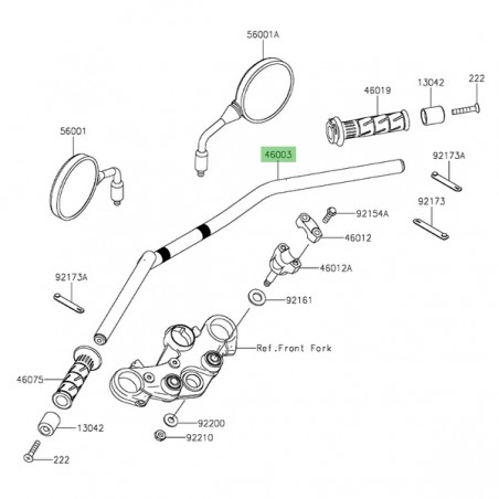 Guidon d'origine Kawasaki Eliminator 500 (2024-2025) | Réf. 46003082526M - 46003082518R - 46003082510