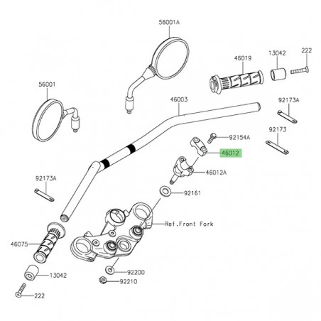 Pontet supérieur de guidon Kawasaki Eliminator 500 (2024-2025) | Réf. 46012010121
