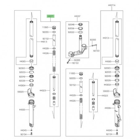 Bras de fourche complet gauche Kawasaki Eliminator 500 (2024-2025) | Réf. 44071158518R