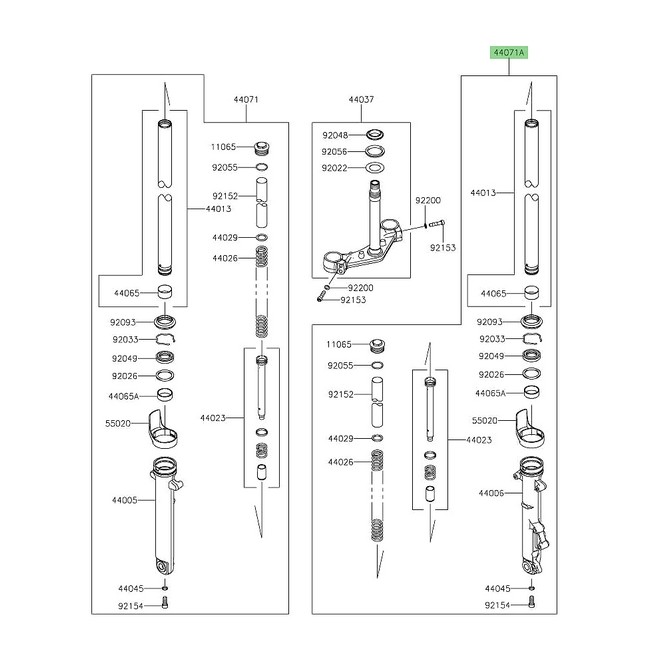 Bras de fourche complet Kawasaki Eliminator 500 (2024-2025) | Moto Shop 35