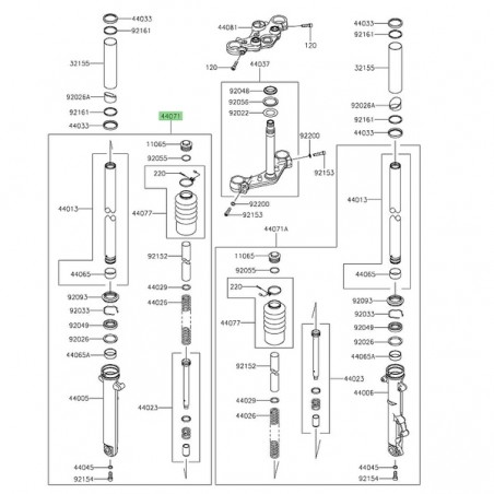 Bras de fourche complet gauche Kawasaki Eliminator 500 SE (2024-2025) | Réf. 44071159218R