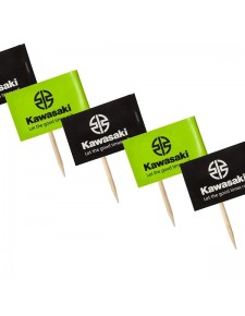 Lot de 200 drapeaux à cocktails verts et noirs Kawasaki | Réf. 206DMU211000