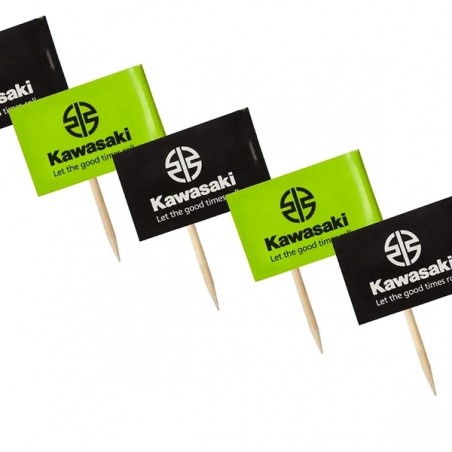 Lot de 200 drapeaux à cocktails verts et noirs Kawasaki | Réf. 206DMU211000