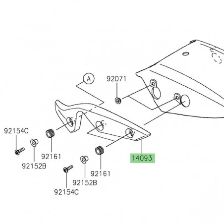 Cache latéral gauche garde-boue arrière Kawasaki Eliminator 500 (2024-2025) | Réf. 14093130118T