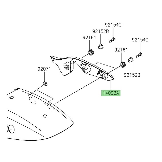 Cache latéral droit garde-boue arrière Kawasaki Eliminator 500 (2024-2025) | Réf. 14093130218T