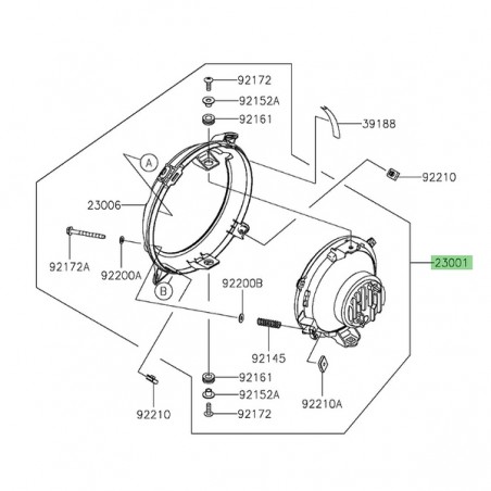 Optique avant à Leds Kawasaki Eliminator 500 (2024-2025) | Réf. 230010073 - 230010077