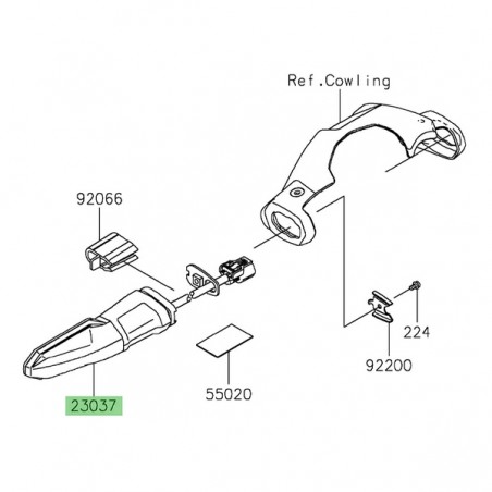Clignotant avant gauche à Leds Kawasaki Eliminator 500 (2024-2025) | Réf. 230370571