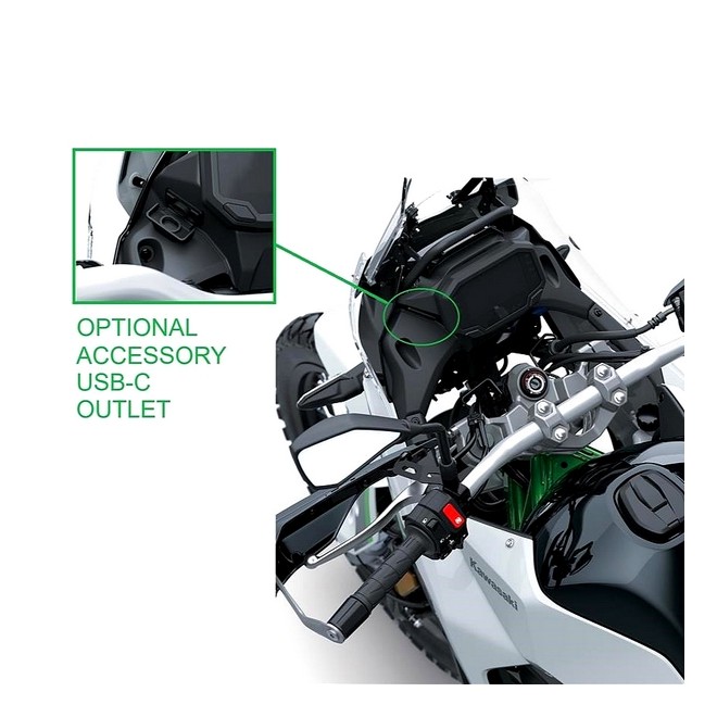 Prise USB-C intégrée Kawasaki KLE500 (2026) | Réf. 999942268