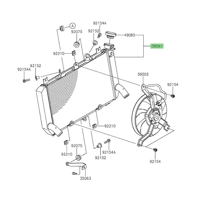 Radiateur d'origine 390610954 Kawasaki Z900 (2025-2026) | Moto Shop 35