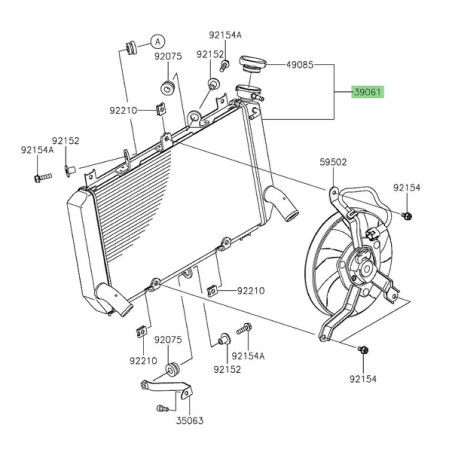 Radiateur d'origine 390610954 Kawasaki Z900 (2025-2026) | Moto Shop 35