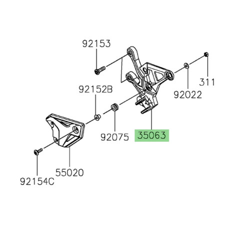 Platine repose-pieds avant 35063139918R gauche Kawasaki Z900 (2025-2026) | Moto Shop 35
