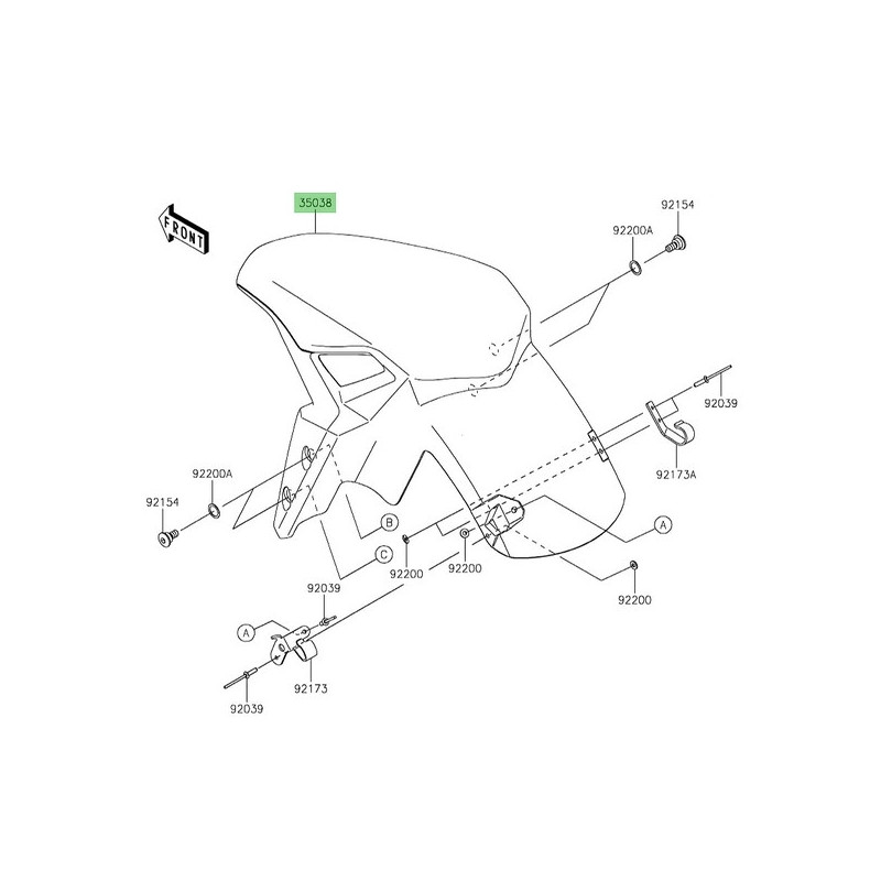 Garde-boue avant peint Kawasaki Z900 (+SE) (2025-2026) | Moto Shop 35