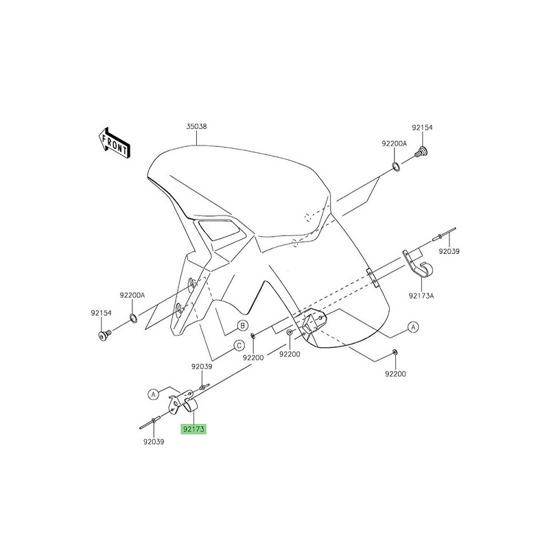 Pattes fixation durites frein gauche garde-boue avant Kawasaki Z900 (+SE) (2025-2026) | Réf. 921731600