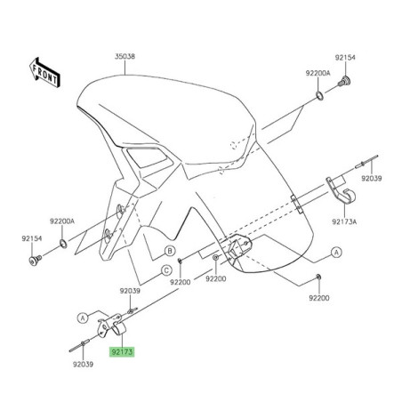 Pattes fixation durites frein gauche garde-boue avant Kawasaki Z900 (+SE) (2025-2026) | Réf. 921731600