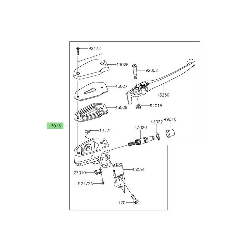 Maître-cylindre de frein avant Kawasaki 430150829 | Moto Shop 35