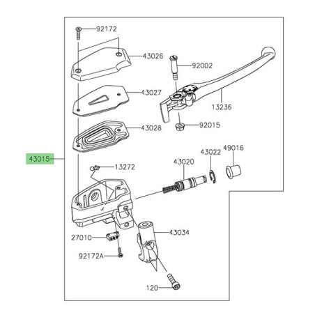 Maître-cylindre de frein avant Kawasaki 430150829 | Moto Shop 35