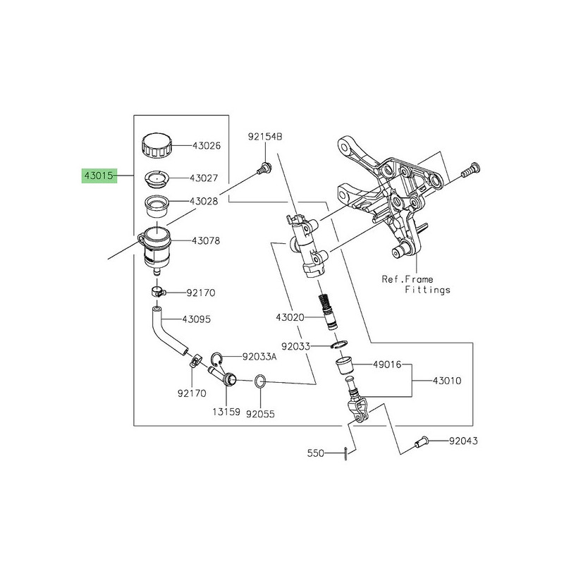 Maître-cylindre de frein arrière Kawasaki 430150830 | Moto Shop 35