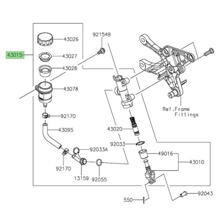 Maître-cylindre de frein arrière Kawasaki 430150830 | Moto Shop 35