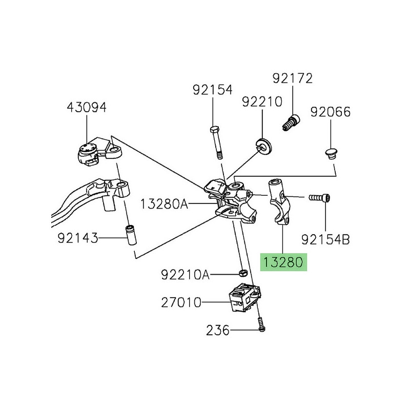 Support rétroviseur gauche 132800772 Kawasaki Z900 (2025-2026) | Moto Shop 35