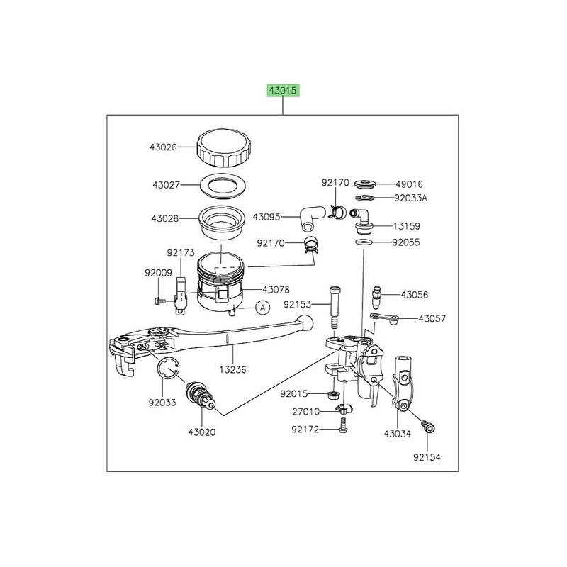 Maître-cylindre de frein avant Kawasaki 430150832 | Moto Shop 35