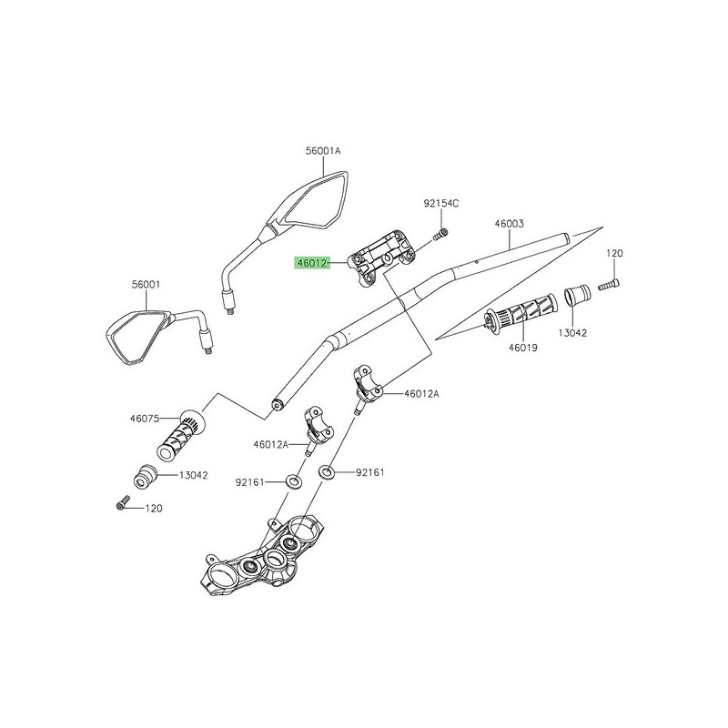 Pontet supérieur de guidon Kawasaki Z900 (2025-2026) | Réf. 46012043218R