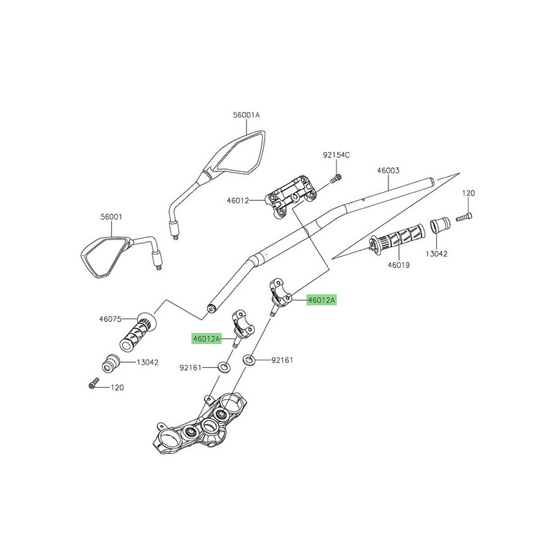 Pontet de guidon Kawasaki Z900 (2025-2026) | Réf. 46012043318R