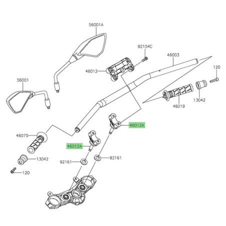 Pontet de guidon Kawasaki Z900 (2025-2026) | Réf. 46012043318R