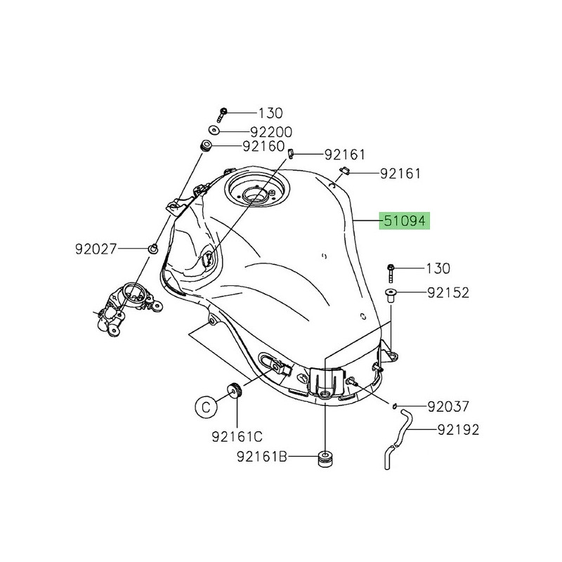Réservoir d'essence peint Kawasaki Z900 (+SE) (2025-2026) | Moto Shop 35
