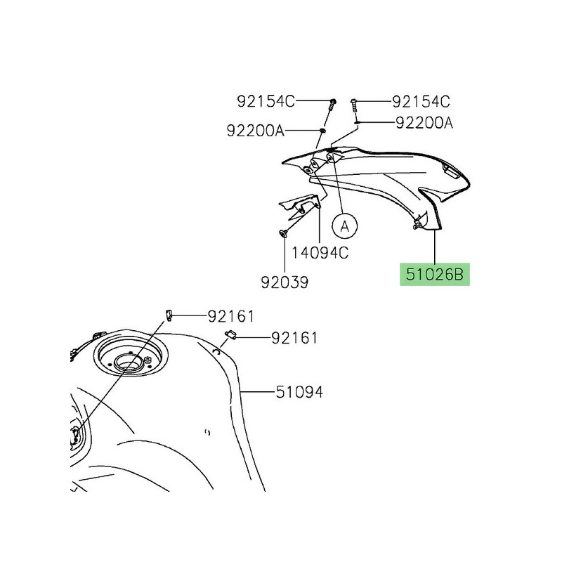 Écope de réservoir droite Kawasaki Z900 A2, Full ou SE (2025-2026) | Moto Shop 35