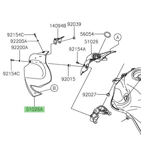 Écope de réservoir gauche Kawasaki Z900 A2, Full ou SE (2025-2026) | Moto Shop 35