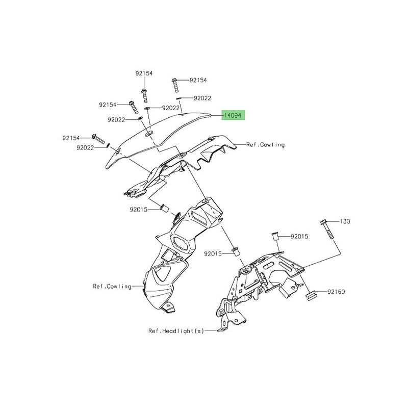 Saute-vent d'origine 140940132 Kawasaki Z900 A2, Full ou SE (2025-2026) | Moto Shop 35