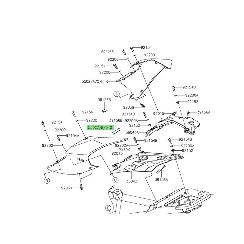 Coque arrière gauche peinte Kawasaki Z900 (2025-2026) | Moto Shop 35