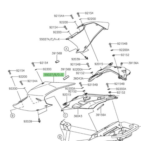 Coque arrière gauche peinte Kawasaki Z900 (2025-2026) | Moto Shop 35