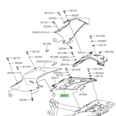 Habillage sous coque arrière gauche Kawasaki Z900 (2025-2026) | Réf. 360430005