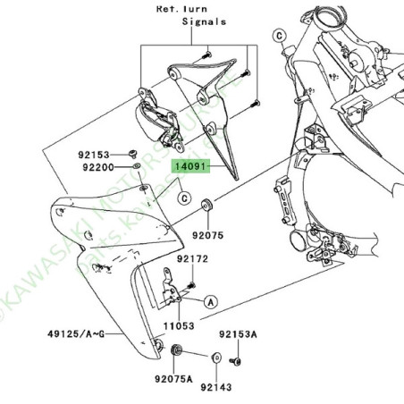 Intérieur écope de radiateur gauche Kawasaki Er-6n (2006-2008) | Réf. 140910543