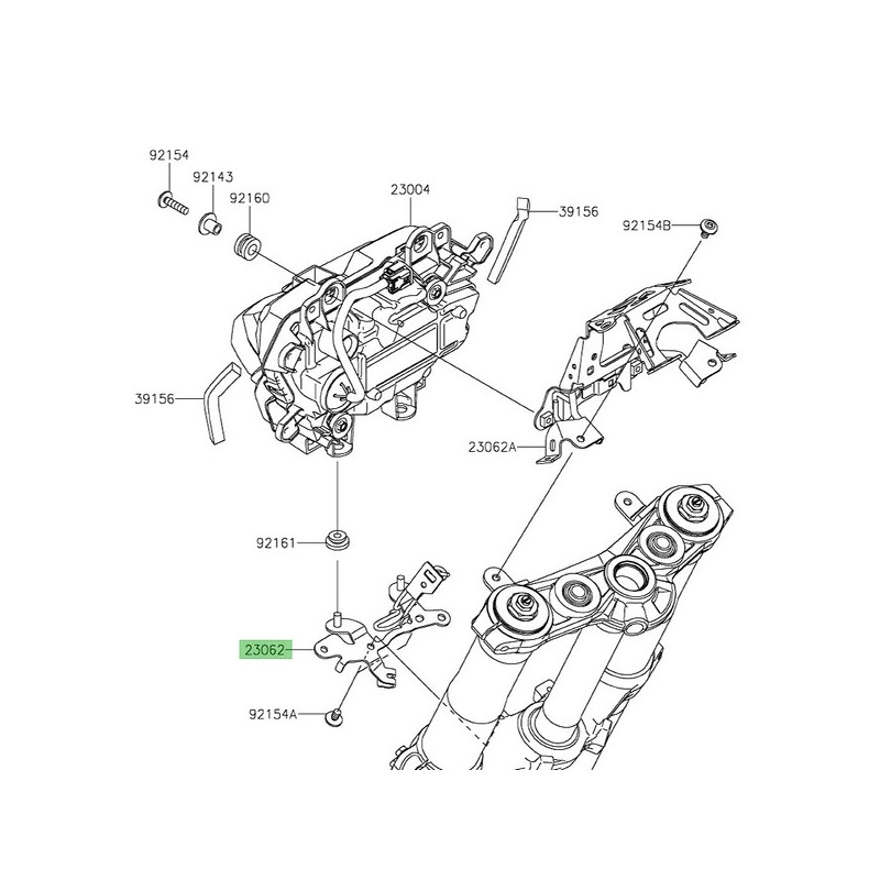 Support inférieur optique avant Kawasaki 230621522 | Moto Shop 35
